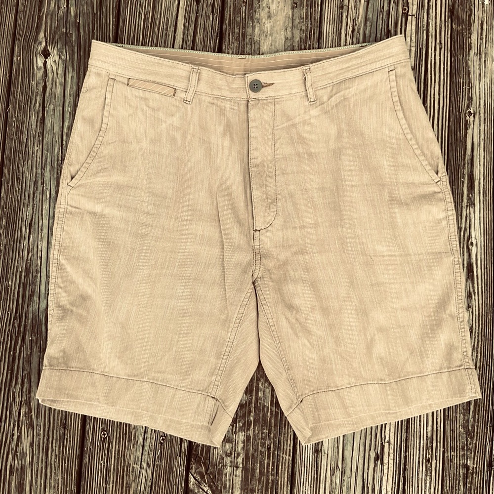 Caribbean Mens Flat Front Shorts Tan 34